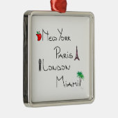 New York, Paris, London, Miami Silbernes Ornament (Rechts)