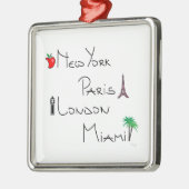 New York, Paris, London, Miami Silbernes Ornament (Links)