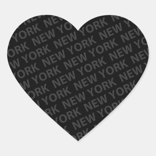 New York Pattern Dark Gray Herz-Aufkleber (Vorderseite)
