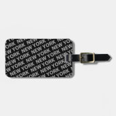 New York Pattern Gray Gepäckanhänger (Vorderseite horizontal)