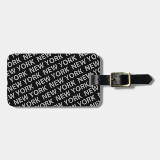 New York Pattern Gray Gepäckanhänger (Vorderseite horizontal)