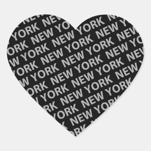 New York Pattern Gray Herz-Aufkleber (Vorderseite)