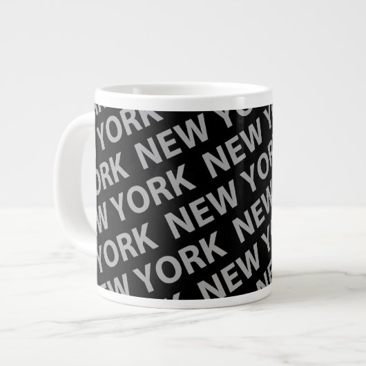 New York Pattern Gray Jumbo-Tasse (Vorderseite Links)