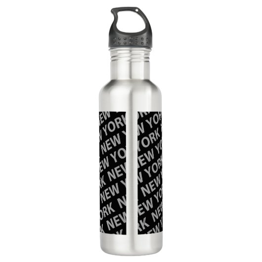 New York Pattern Gray Trinkflasche (Rückseite)