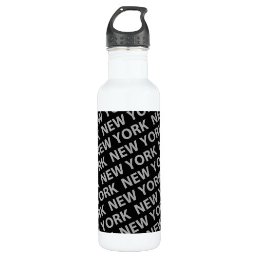 New York Pattern Gray Trinkflasche (Vorderseite)