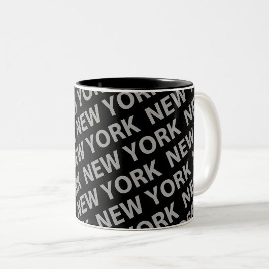 New York Pattern Gray Zweifarbige Tasse (VorderseiteRechts)