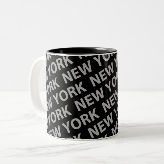 New York Pattern Gray Zweifarbige Tasse (Vorderseite Links)