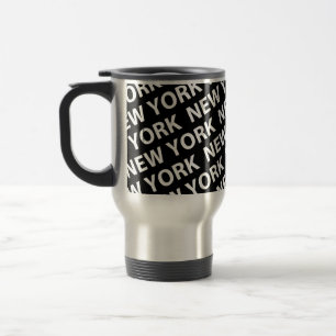 New York Pattern White Reisebecher