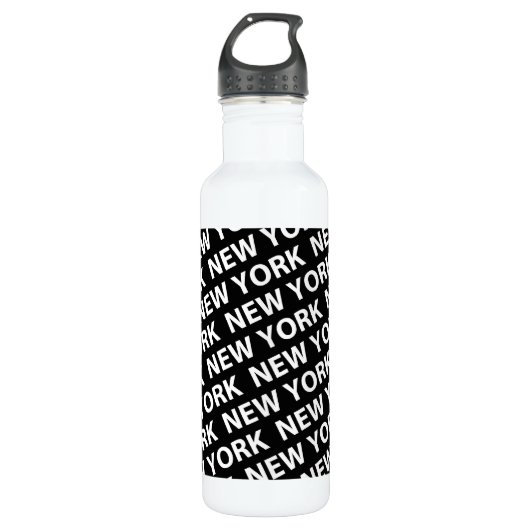 New York Pattern White Trinkflasche (Vorderseite)