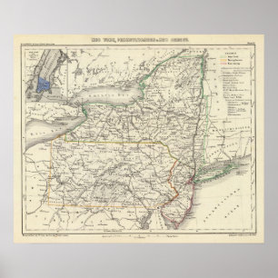 New York, Pennyslvania und New-Jersey Poster