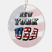 New York Picture and USA Flag Text Keramikornament (Links)