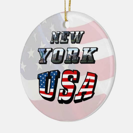 New York Picture and USA Flag Text Keramikornament (Links)