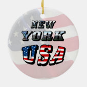 New York Picture and USA Flag Text Keramikornament (Hinten)