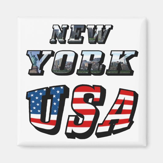 New York Picture and USA Flag Text Magnet (Vorne)