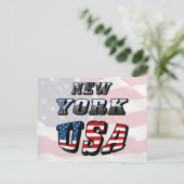 New York Picture and USA Flag Text Postkarte (Stehend Vorderseite)
