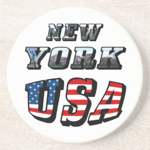 New York Picture and USA Text Getränkeuntersetzer