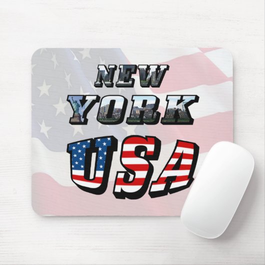 New York Picture and USA Text Mousepad (Mit Mouse)