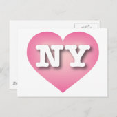 New York Pink Fade Heart - I Liebe NY Postkarte (Vorne/Hinten)
