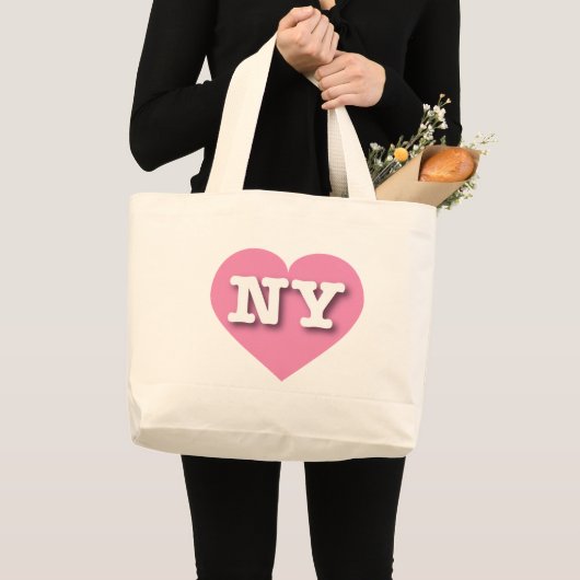 New York Pink Heart - I Liebe NY Jumbo Stoffbeutel (Vorderseite (Produkt))