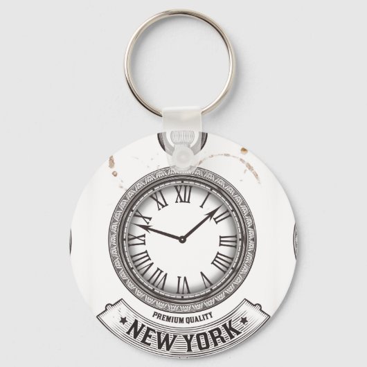 New York Pocket Watch Button Schlüsselanhänger (Vorderseite)