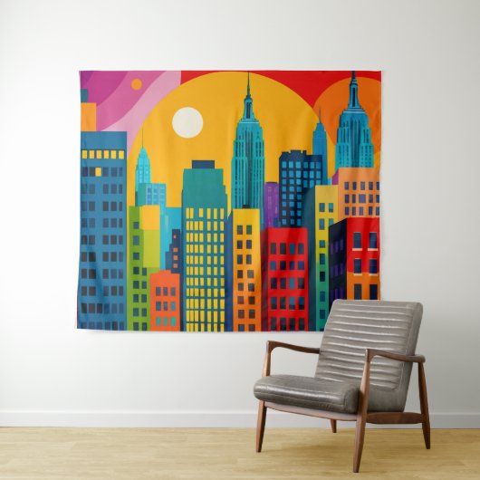 New York Pop Art Wandteppich (Beispiel (Horizontal))