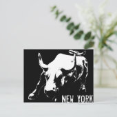 New York Postcard Bull Statue NYC Souvenir Card Postkarte (Stehend Vorderseite)