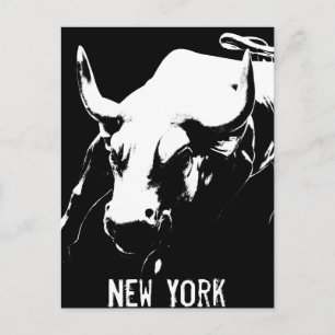 New York Postcard Bull Statue NYC Souvenir Card Postkarte