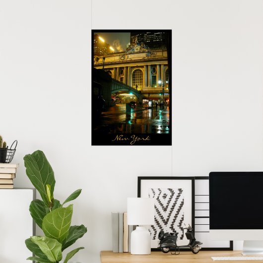New York Poster Cityscape New York Night Print (Heimbüro)