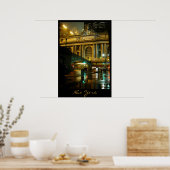 New York Poster Cityscape New York Night Print (Küche)