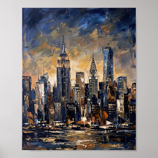 New York Poster Luxus-Abstraktes Ölgemälde (Vorne)