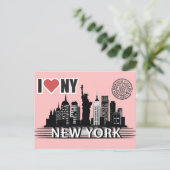 New York Postkarte – Skyline & Big Apple Motiv (Stehend Vorderseite)