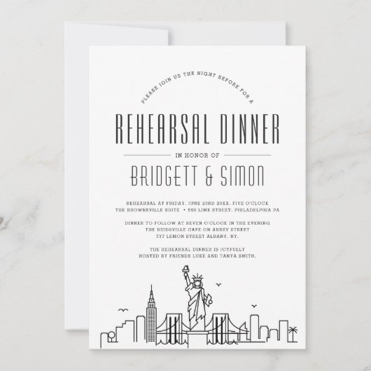 New York Probe Dinner | Skyline Invite Einladung (Vorderseite)