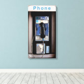 New York Public Pay Phone, Retro Phone Booth Leinwanddruck (Insitu (Holzboden))