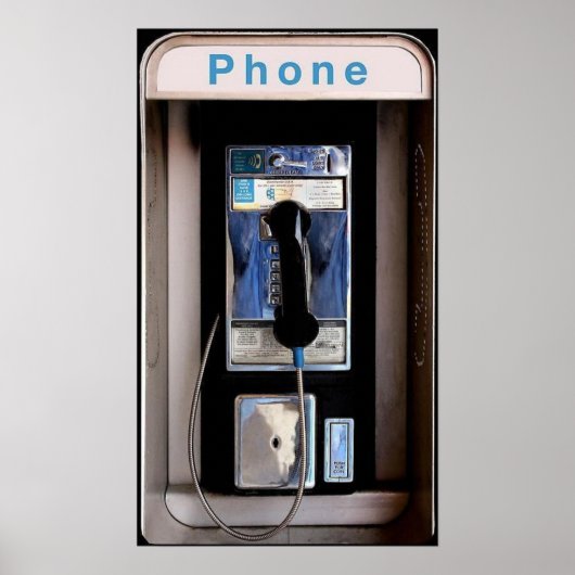 New York Public Pay Phone, Retro Phone Booth Poster (Vorne)