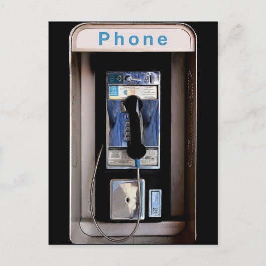New York Public Pay Phone, Retro Phone Booth Postkarte (Vorderseite)