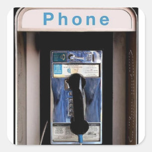 New York Public Pay Phone, Retro Phone Booth Quadratischer Aufkleber