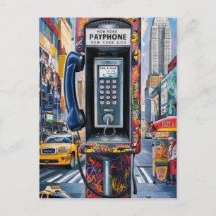 New York Public Pay Phone, Vintag Pay Phone Sign Postkarte