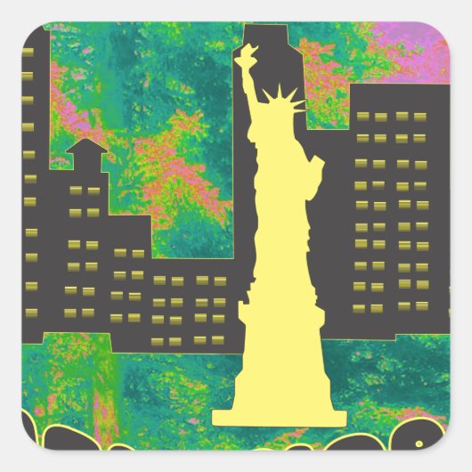 New York Quadratischer Aufkleber (Vorderseite)