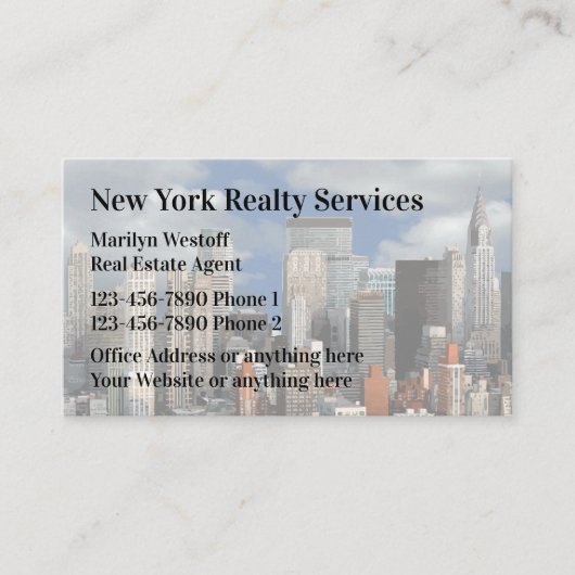 New York Real Anwesen Agent Visitenkarte (Vorderseite)