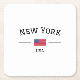 New York Rechteckiger Pappuntersetzer