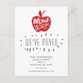 New York Red Apple Moving Announcement Card Ankündigungspostkarte (Vorderseite)