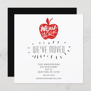 New York Red Apple Moving Announcement Card Einladung