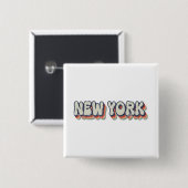 New York Retro 80er Chrom Stadt  Button (Vorne & Hinten)