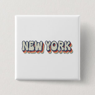 New York Retro 80er Chrom Stadt Button