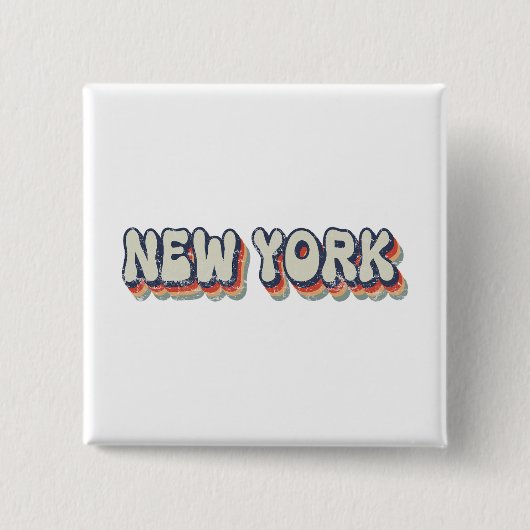 New York Retro 80er Chrom Stadt  Button (Vorderseite)