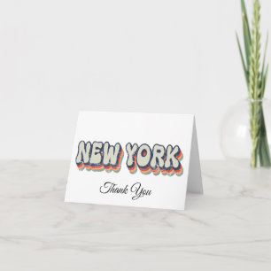 New York Retro 80er Chrom Stadt Dankeskarte
