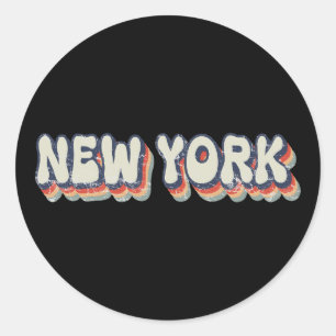 New York Retro 80er Chrom Stadt Runder Aufkleber
