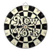 NEW YORK Retro Moderne Schwarz-Weiß-Creme Dartscheibe (vorne)