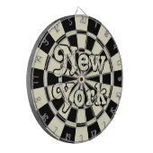 NEW YORK Retro Moderne Schwarz-Weiß-Creme Dartscheibe (Vorderseite Links)