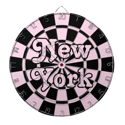 NEW YORK Retro Modernes, helles Rosa und Schwarz Dartscheibe (vorne)